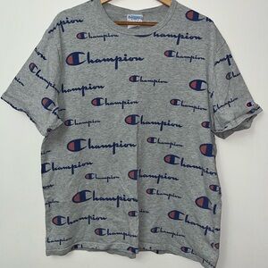 Champion Gray Tee with Navy Accents